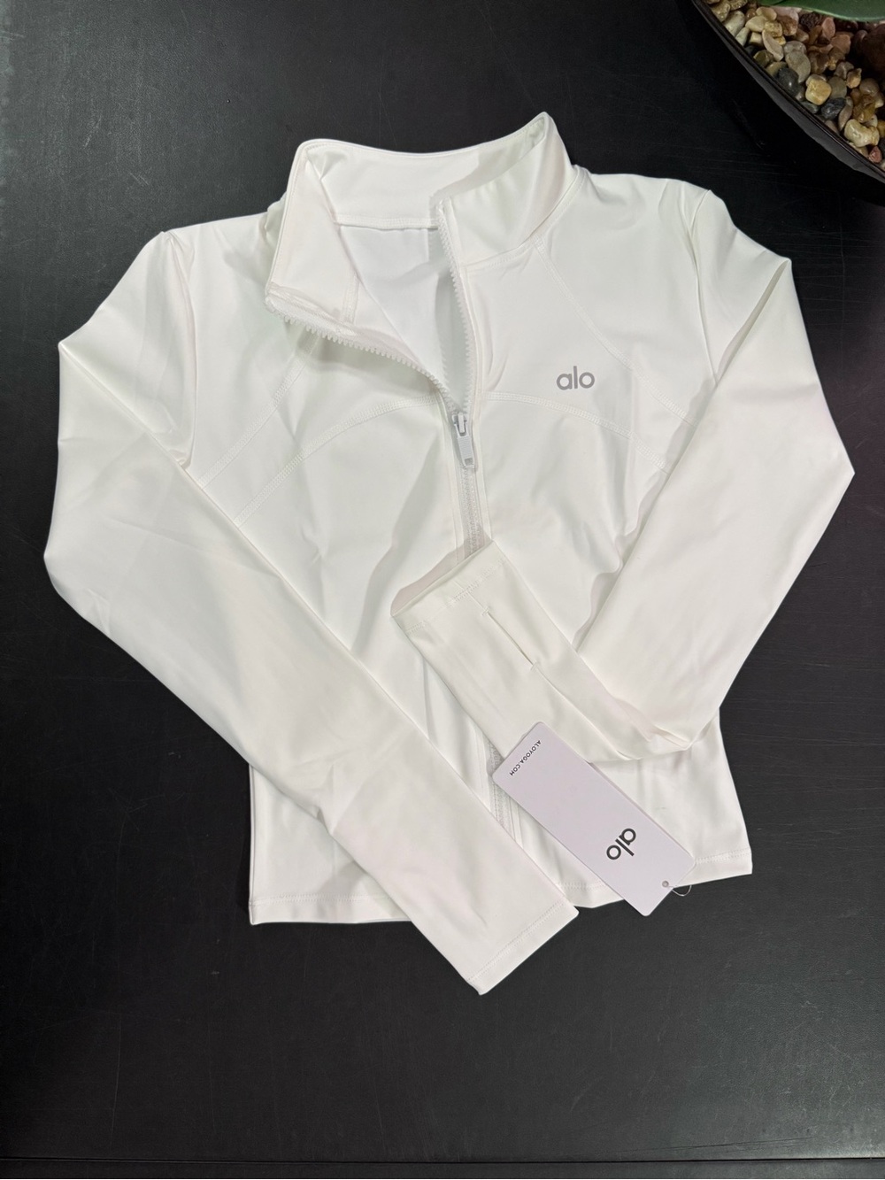 ALO Yoga Women's White Quarter-Zip Bomber Jacket